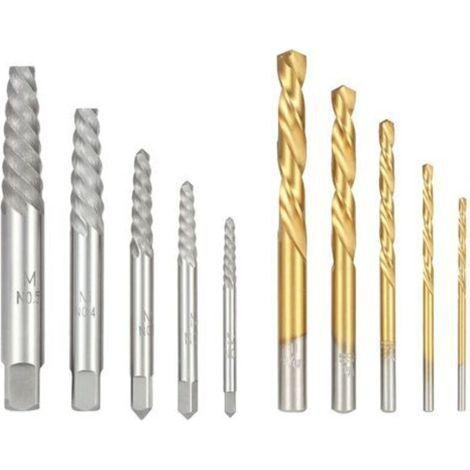 Ensemble d'extracteur de boulon et de foret, 10 pièces Ensemble d'extracteur de boulon et de foret
