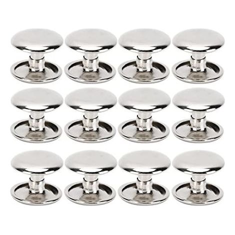 Lot de 200 rivets tubulaires en métal à double tête pour cuir, réparation, sacs, ceintures, chaussures, couture, décoration, 12 x 10 mm (argent) (1/5)