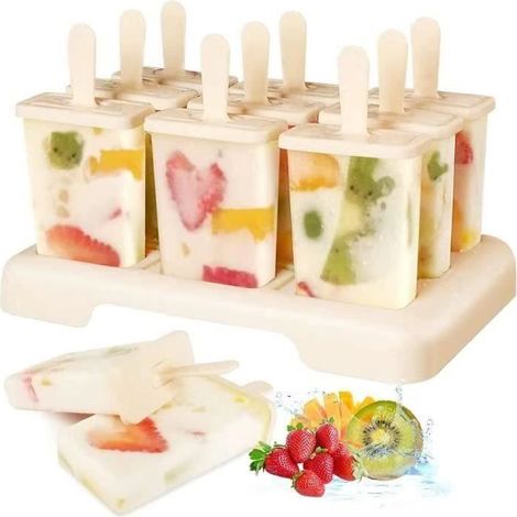 Moldes para paletas heladas - Juego de 9 piezas - Silicona - Reutilizables - Sin BPA (1/4)