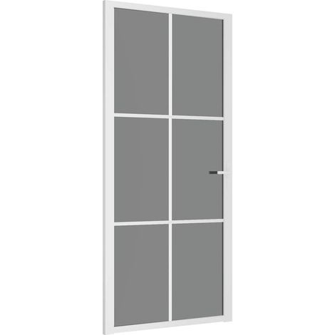 vidaXL Puerta interior vidrio EGS y aluminio blanco 93x201,5 cm (1/2)