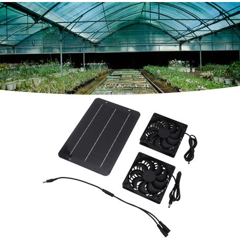 Juego de ventiladores solares [Juego de dos ventiladores] – Dos ventiladores solares de ABS de 10 W con rejilla protectora para gallinero e invernadero.