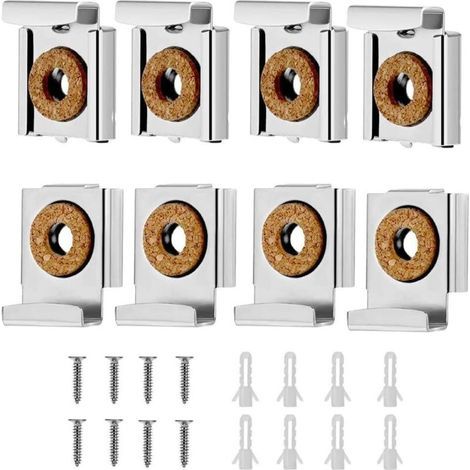 Supporto a parete per specchio – Set di 8 clip di montaggio regolabili – Robusto ferro cromato – Per vetro da 4-6 mm – Facile installazione (1/5)