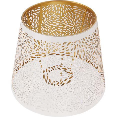 Abat-jour E27 E26 Blanc Fer Motif Fleur Sculpté Design Moderne Installation Facile pour Salon (1/5)