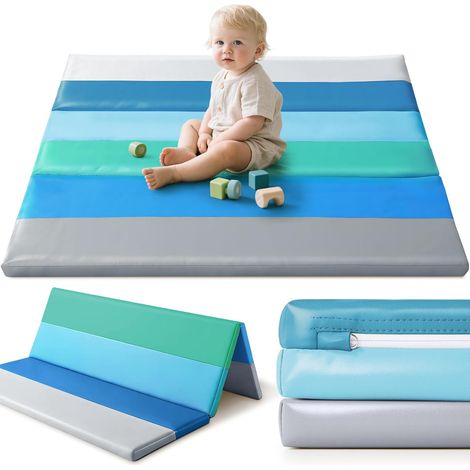 Tapis de Jeu en Mousse pour Bébé : 121x121 cm Tapis d'Éveil en Cuir PU Imperméable - Tapis d'Éveil pour Bébé - pour Parc d'enfant Matelas (Moderne) (1/5)
