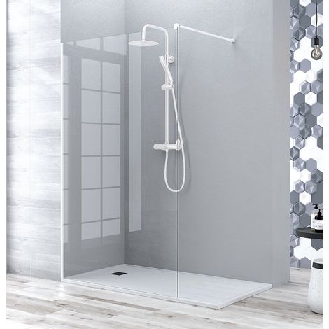 BATHME SANDRA Mampara Ducha Fijo Blanco Mate Transparente - Medida: 70 cm - ref: MA01070200