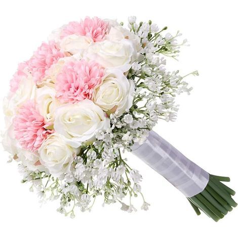 Tophances Bouquet de mariée avec Fleurs artificielles en Soie Style Campagne Vintage pour décoration de Mariage (1/5)