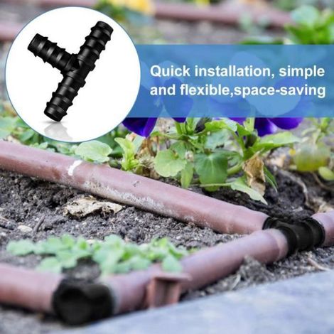 8pcs Raccord,Té 16 mm,Plastique,Irrigation,Jardin (1/4)
