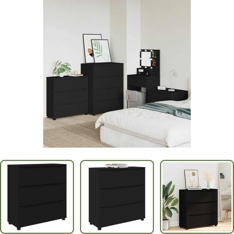 vidaXL Armoire noir - Armoire de rangement Noir 80 x 31 x 81 cm Bois d'ingénierie (1/5)