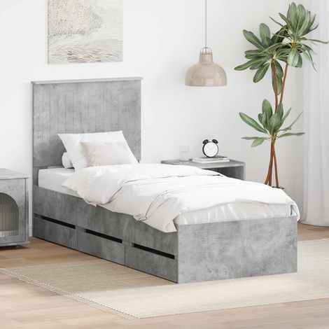 Bed Frame with Drawer Concrete Grey 75 x 190 cm Engineer Wood vidaXL (1/5)
