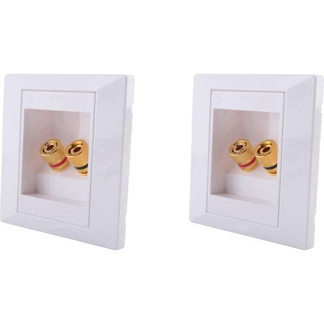 Lot de 2 prises murales de raccordement avec 2 prises femelles pour fiches bananes pour haut-parleurs (1/5)
