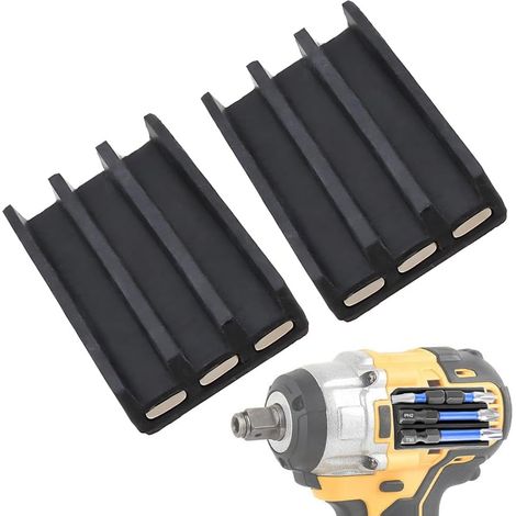 CSPARKV 2er-Pack magnetischer Bithalter für Schlagschrauber und Akkuschrauber, 3M-Kleber zur Befestigung am Akku-Schlagschrauber, Bithalter an der Seite der Bohrmaschine