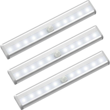 lampe led detecteur de mouvement interieur Lumière Armoire 10 LEDs spot sans Fil, Lampe de Placard LED éclairage led à Piles avec Bande Magnétique, Veilleuse Enfant escaliers Couloir Lot de 3,Lumière (1/5)