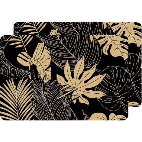 Lot de 2 sets de table motif feuillage avec encre métallique LYRA (1/2)