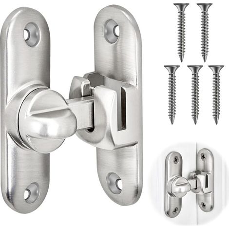 [NIEMALS VERWENDET] Schiebetürschloss, 90/180-Grad-Schiebetürriegel, Innentürschloss mit Schrauben für Küche, Fenster, Schlafzimmer (Silber)