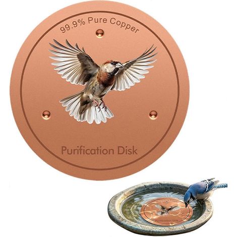 Disque métallique 10 cm (7 pouces) pour bain d'oiseaux, support à 3 points, nettoyage d'eau, adapté fontaine, jardin, pelouse, terrasse (1/5)