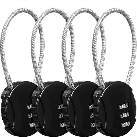 Lot de 4 cadenas à combinaison 3 chiffres étanches pour extérieur, idéal pour casiers scolaires, gymnases, vestiaires sportifs, clôtures, boîtes à outils, portails, etc. (1/5)