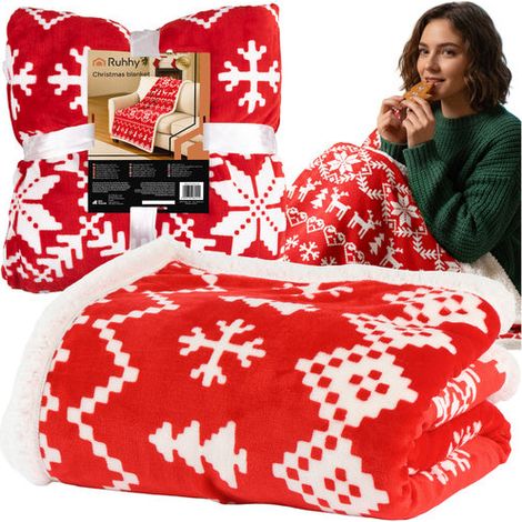 Coperta natalizia, reversibile, 130x170 cm, poliestere
