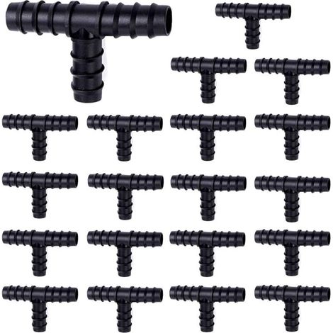 20pcs Connecteurs de Tuyaux pour 16 mm Système d'Irrigation Tee, Tés Raccord d'Irrigation 16mm pour Tubes, Assortiments de Connecteurs de Tuyau Outil D'interface de Tuyau D'irrigation de Jardinage (1/5)