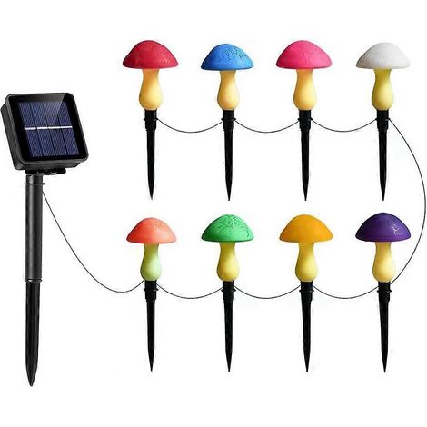 Lot de 8 guirlandes lumineuses champignons craquelés pour la décoration de jardin, guirlandes solaires champignons pour l'extérieur, décoration fantaisiste pour le jardin (1/5)