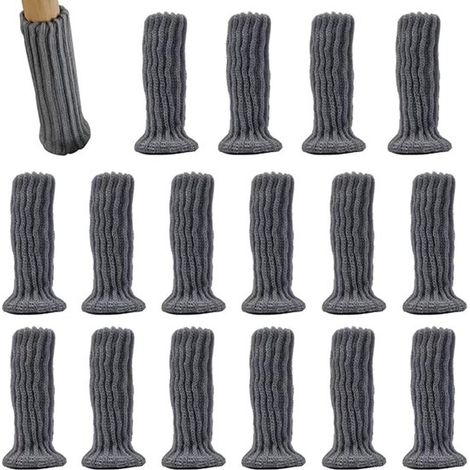 Set di 16 calze per gambe di sedie, calze elastiche per mobili, coprigambe per sedie, protezioni per pavimenti altamente elastiche, tessuto a maglia, antiscivolo e resistenti all'abrasione, prevengono (1/5)