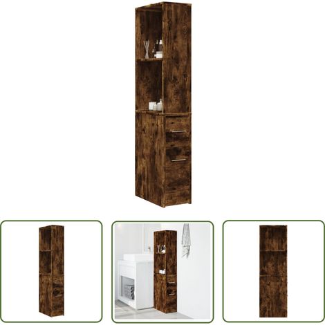 vidaXL Badschrank Schmal mit Rollen Räuchereiche Holzwerkstoff (1/5)