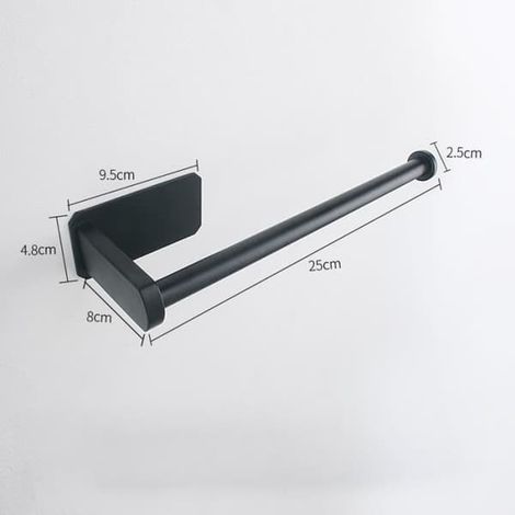 Porte-papier toilette noir long – Porte-papier toilette mural en acier inoxydable, accessoires de salle de bain, rouleau de papier, serviette (1/4)