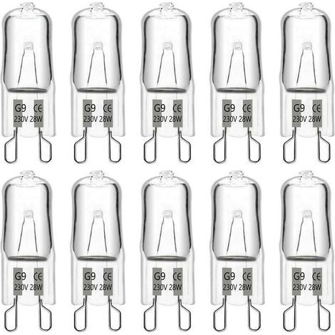 Ampoule halogène G9 28 W 230 V, 370 lm 2700 K blanc chaud à intensité variable, ampoules à capsule G9, pour lustres, éclairages de paysage, appliques murales, éclairage d'armoire, lot de 10 (1/4)