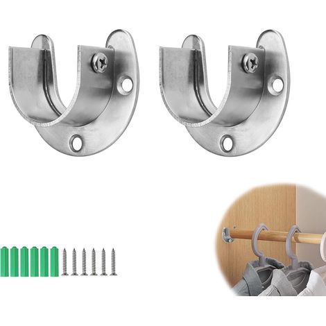 2 Pièces 32 mm Support Tringle Penderie, Tringle Rideau Dressing, Argent Support Tringle Rideaux (1/5)