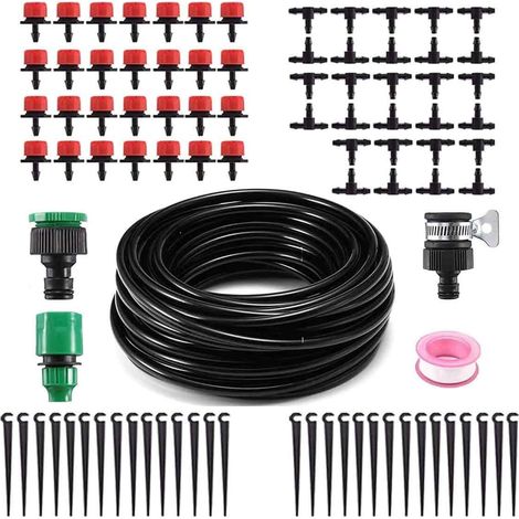 Kit irrigation goutte à goutte 15m, tuyau plastique 4/7, système automatique, pour jardin, serre, plantes en pot (1/5)