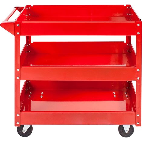 Carrello Porta Utensili da Officina 3 Piani Carrello Attrezzi Rosso 4 Ruote (1/3)