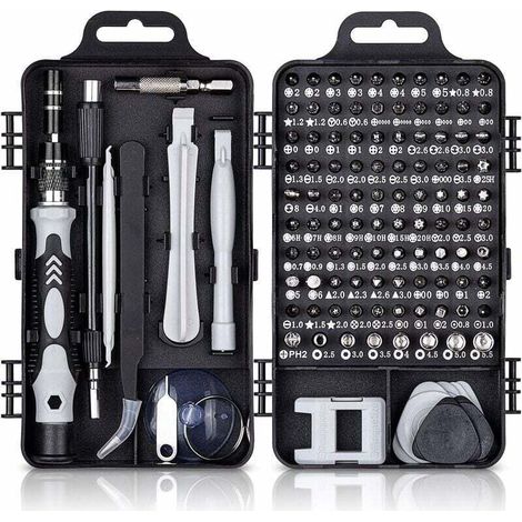Kit di cacciaviti di precisione 115 in 1, kit di cacciaviti di precisione magnetici portatili, strumenti di riparazione per computer/laptop/iPhone/occhiali/orologi/smartphone, nero (1/5)