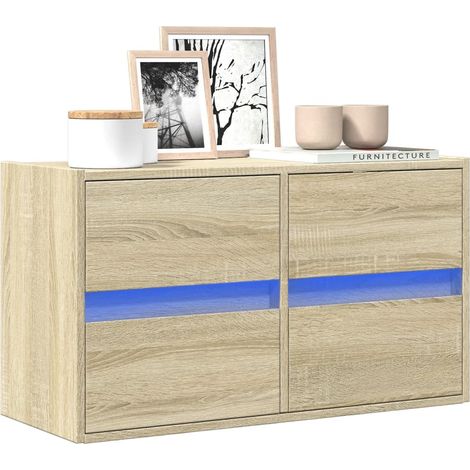 TV-Wandschrank mit LED-Beleuchtung Sonoma-Eiche 80x31x45 cm