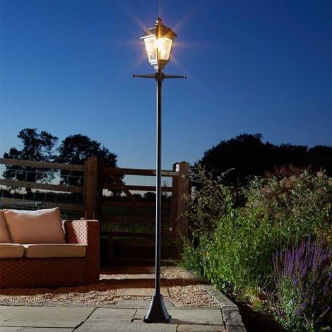 Solar Victorian Lamp Post 2m Outdoor Solar Garden Light Victorian Style LED Lantern 200 Lumen Black Pathway Lighting