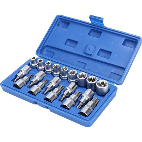 19 pièces Coffret douilles Hex Star Type E 1/2 pouce Kit douilles à embouts outils à main réparation voiture (1/5)