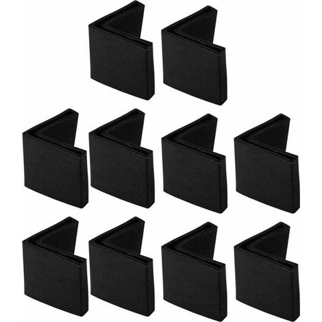 10pcs Casquette Pieds Chaise Angle Fer Forme L Patin Meuble Table Embout Capouchon Cornière Protection Noir 40 x 40mm (1/5)