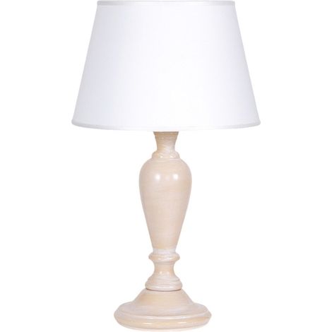 Lume In Legno Classico Ocra Sbiancato Con Paralume 1 Luce Anatra