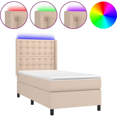 Maison Exclusive - Giroletto Molle Materasso e LED Cappuccino 90x190 cm Similpelle (1/5)
