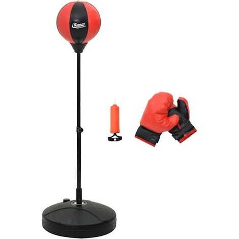 Ensemble de sac de frappe de boxe, comprenant des gants et une pompe à air, hauteur réglable. (1/5)