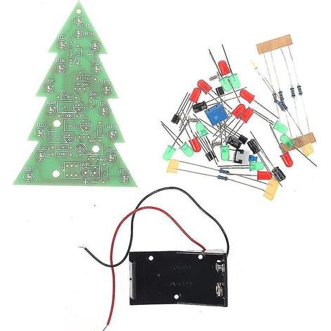 Kit de bricolage pour sapin de Noël avec guirlande lumineuse LED clignotante rouge et verte, circuit imprimé LED. (1/4)