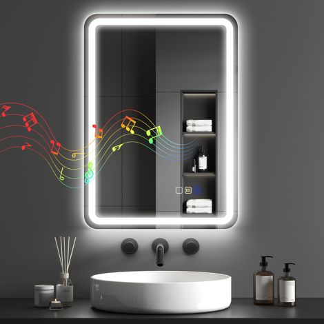 70 x 50 cm Bluetooth Bathroom Mirror - Silver-Tone (1/5)