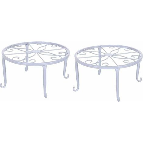 Metal Flower Stand, 2 Pieces Wrought Iron Flower Stand, Outdoor Plant Pot Holders, White Flower Pot Stand, Suitable for All Kinds of Small Flower Pots MUMU (1/4)