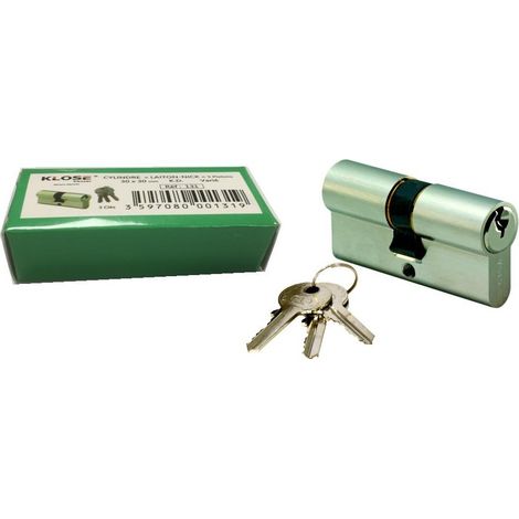 Cilindro KLOSE Besser. Molle in acciaio inox. In Ottone Nichelato, a chiave maestra  30x30mm