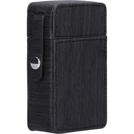 Étui à cigarettes portable en cuir PU rayé noir, pochette de rangement organiseur de cigarettes