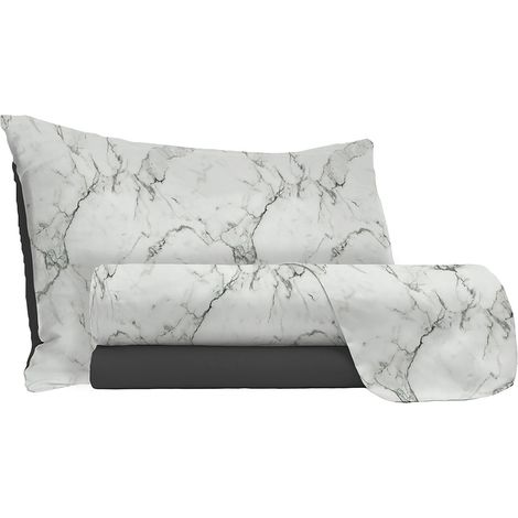 Set Lenzuola 1 Piazza e Mezzo Sopra Sotto e Federe in Microfibra Marble (1/4)