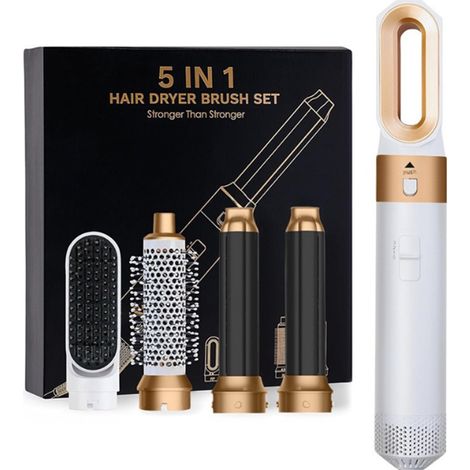 Brosse à sèche-cheveux Air Curler amovible Kit pour sécher les curling Lisseur à cheveux 5 en 1 Blanc (1/5)