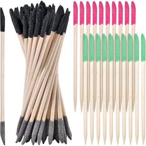 60 Pcs bâtons de ponçage bâtons d’allumettes à Double fin brins de ponçage détails fins bâtons de polissage détails fins outils de ponçage pour les espaces serrés modèles en plastique bois