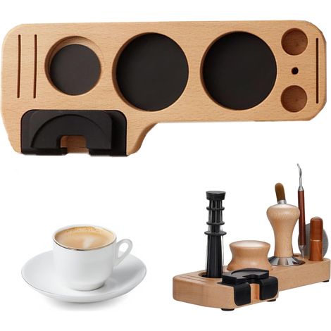 Stazione per caffè in legno, 3 varianti: sapelli, faggio, noce, per portafiltri da 51 mm/53 mm/58 mm (faggio)