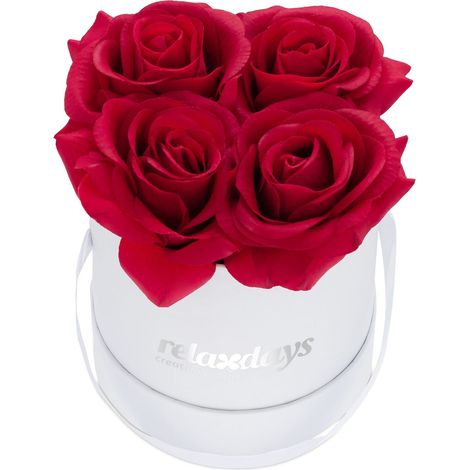 Scatola rotonda bianca con 4 rose (1/5)