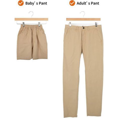 Cintre Avec Pinces - Bois Naturel - 35.99 x 1.19 x 16 cm - Pour Pantalons Jupes Shorts - Lot de 10 (1/5)