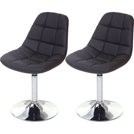 [NON UTILIZZATO] Set 2x sedie girevoli sgabello HHG-837 design moderno sala pranzo ecopelle marrone